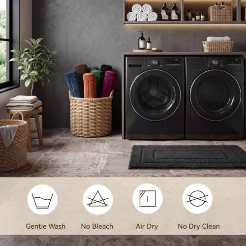 GRANNY SAYS Black Bathroom Rug 20" x 30", Non-Slip Microfiber Bath Mat