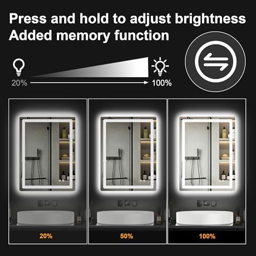 LED Bathroom Mirror with Lights, 24 x 32 Lighted Vanity Wall Mirror