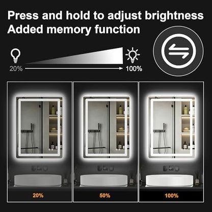 LED Bathroom Mirror with Lights, 24 x 32 Lighted Vanity Wall Mirror