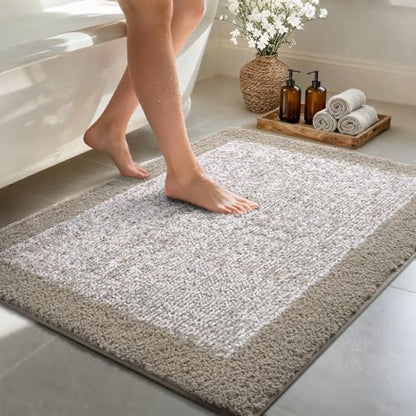 48x32 Large Bathroom Rugs Non Slip Washable, Soft Absorbent Bath Mat Greige