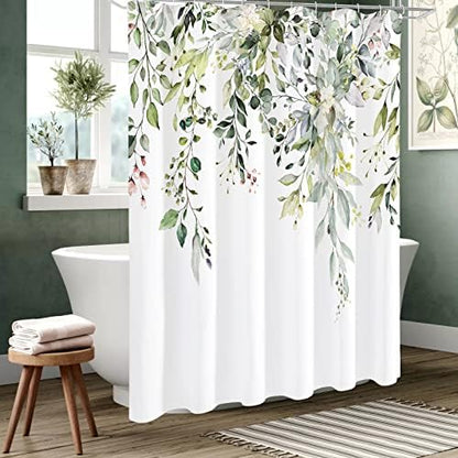 Gibelle Sage Green Eucalyptus Shower Curtain, Floral Print, 72x78