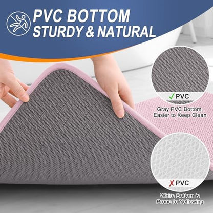 OLANLY Memory Foam Bathroom Runner Rugs 59x24, Long Bath Mats, Dusty Rose