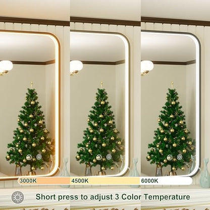 24x36 Inch LED Bathroom Mirror with Lights, 3 Color Temperatures