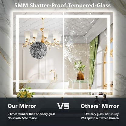 44x32 LED Bathroom Mirror with Lights, Lighted Vanity Mirror