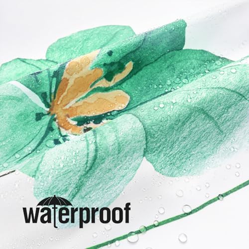 Gibelle Mint Green Beige Watercolor Floral Fabric Shower Curtain, 72x72