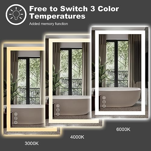 Amorho LED Mirror for Bathroom 40"X38" with Front Light and Backlit