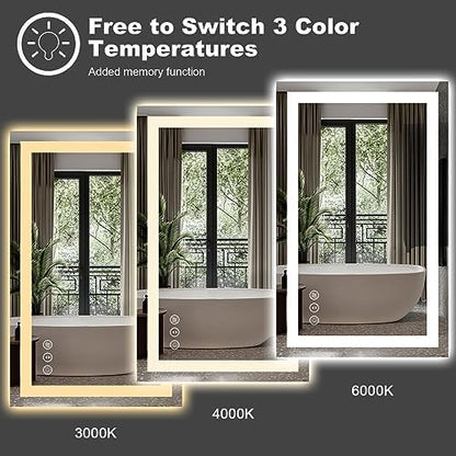 Amorho LED Bathroom Mirror, 110"X40" with Front Light and Backlit