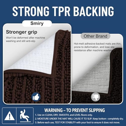Smiry Bathroom Rugs 47X20, Extra Soft Rubber Backing Chenille Bath Mats