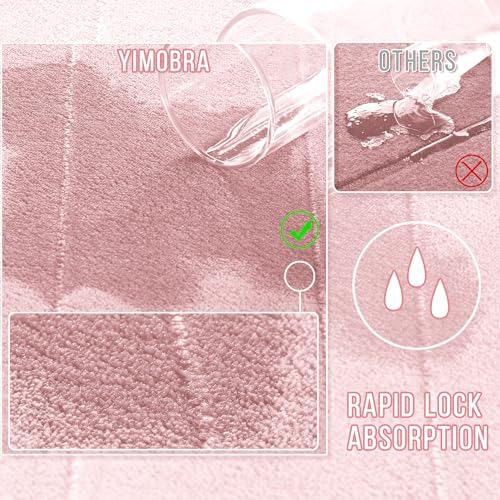 Yimobra Memory Foam Toilet Bath Mat U-Shaped, 24 X 20 Inches,Soft and Comfortable, Super Water Absorption, Non-Slip, Machine Wash and Easier to Dry for Bathroom Commode Contour Rug, Pink