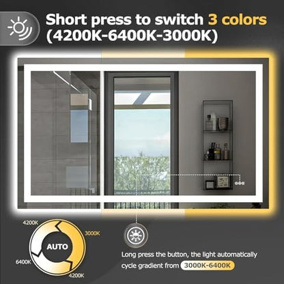 Hivone 55"X30" LED Bathroom Mirror with Lights, UL Listed