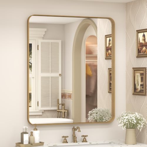 24x28 Inch Gold Bathroom Mirror for Wall