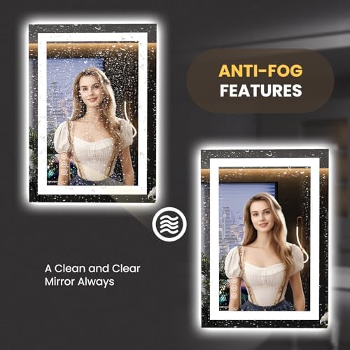 LOAAO 23.6"x31.5" LED Bathroom Mirror with Lights, UL Listed