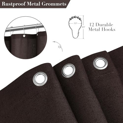 Nanspring Linen Shower Curtain for Bathroom 78 Inch Length Chocolate Brown