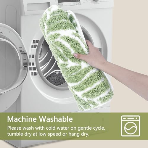 Sage Green Bathroom Rugs - Small Bath Mats for Bathroom Non Slip Sage Green Decor Water Absorbent Bath Rugs for Sink Bathtub Leaf Green Rug 16" x 24"