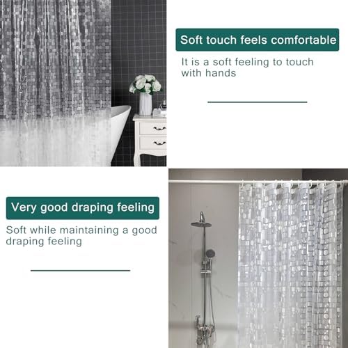 Shower Curtain Liner, 100% Waterproof Peva Shower Curtains with 3 Duty Heavy Bottom Magnets and 12 Rust Proof Grommets, 72x72 Weighted Shower Liner for Shower Stall, Bathtubs