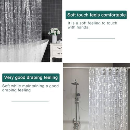 Shower Curtain Liner, 100% Waterproof Peva Shower Curtains with 3 Duty Heavy Bottom Magnets and 12 Rust Proof Grommets, 72x72 Weighted Shower Liner for Shower Stall, Bathtubs