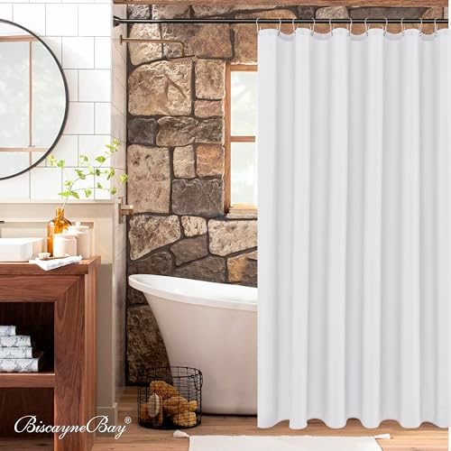 Fabric Shower Curtain Liner 72"W x 96"L-White Extra Long Shower Liners