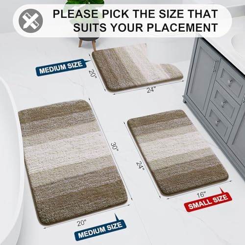 Arotive Microfiber Bathroom Rugs, Shaggy Soft Absorbent Bath Rug, 47x24