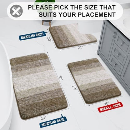 Arotive Microfiber Bathroom Rugs, Shaggy Soft Absorbent Bath Rug, 24x16