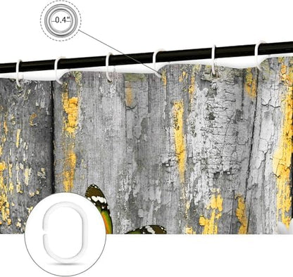 Cute Baby Highland Cow Shower Curtain, Farmhouse Yellow Wooden Daisy Shower Curtain for Bathroom Set, Funny Cattle Rustic Animal Fabric Waterproof Shower Curtain for Bathtub Decor with Hooks 54X72in