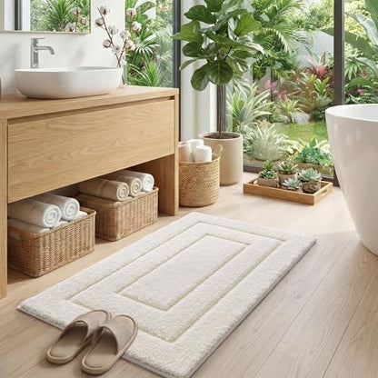 DEXI Bathroom Rugs 36x24, Non-Slip and Absorbent Bath Mat, Cream