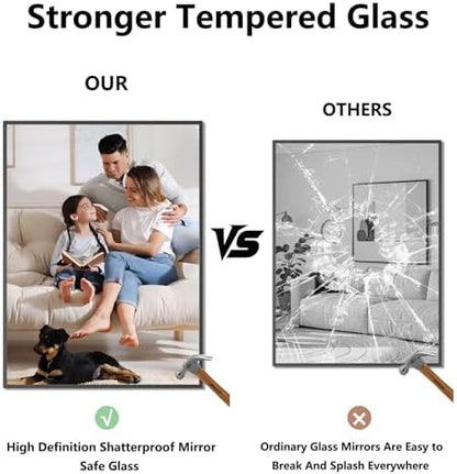 Bathroom Mirror 36"x48" Matte Black Rectangle Bathroom Wall Mirror for Over Sink, Modern Large Vanity Mirror, HD Tempered Glass, Anti-Rust Aluminum Alloy Frame, for Living Room, Bedroom, Entryway