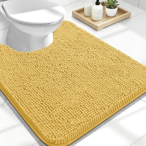 OLANLY Toilet Rugs U-Shaped 24x20, Soft Absorbent Chenille Contour Rugs