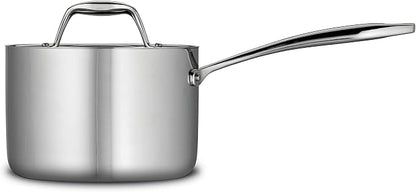 Tramontina Signature Tri-Ply Clad Stainless Steel 2-Quart Sauce Pan with Lid, Induction-Ready, Dishwasher-Safe, NSF-Certified, Made in Brazil
