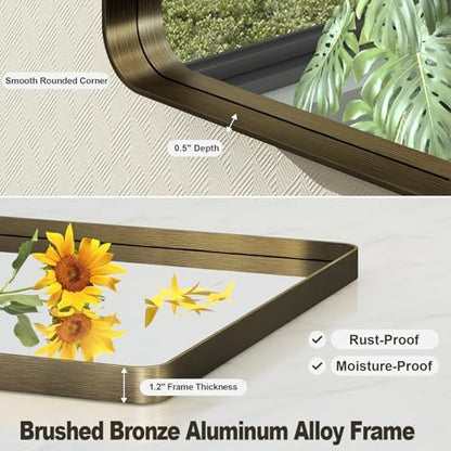 55x36 Bronze Framed Bathroom Mirror