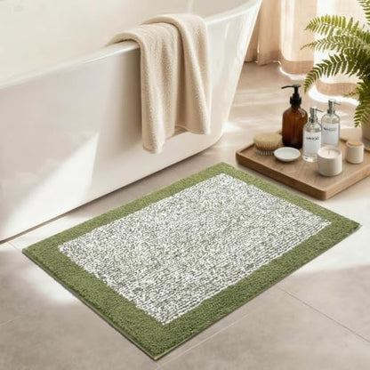 36x24 Bathroom Rugs Non Slip Washable, Soft Absorbent Bath Mat Olive Green