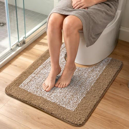 Toilet Rug U-Shaped 24x19 Washable Non Slip, Soft Absorbent Bath Mat Coffee