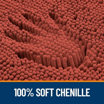OLANLY Chenille Bath Rugs Sets 2 Piece, 24"x16"+24"x20", Rustic Terracotta
