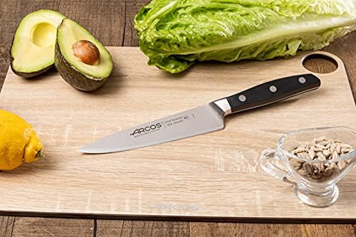 Arcos Forged Chef Knife 6 Inch Stainless Steel. Professional Kitchen Knife for Cooking. Ergonomic Polyoxymethylene Handle and 150 mm Blade. Series Manhattan. Color Black