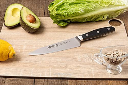 Arcos Forged Chef Knife 6 Inch Stainless Steel. Professional Kitchen Knife for Cooking. Ergonomic Polyoxymethylene Handle and 150 mm Blade. Series Manhattan. Color Black