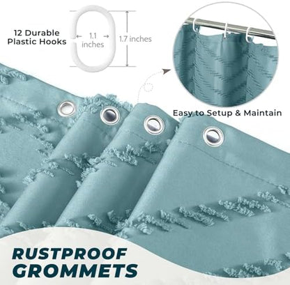 Teal Boho Fabric Shower Curtain 72 x 84 Inches