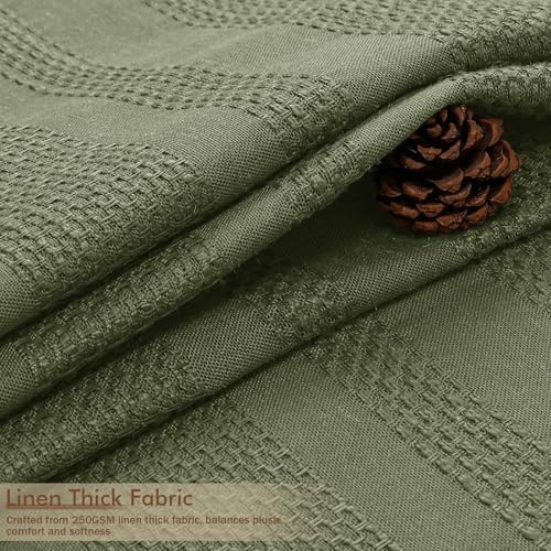 OVZME Sage Green Boho Stall Shower Curtain, Narrow Soft Fabric Striped Linen Textured Bathroom Shower Curtain with Tassel, Modern Farmhouse Machine Washable Bath Decor, 36Wx72L Inches