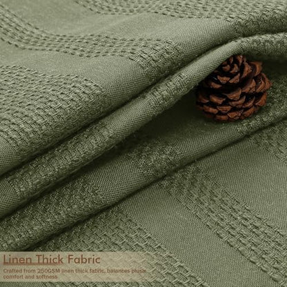 OVZME Sage Green Boho Stall Shower Curtain, Narrow Soft Fabric Striped Linen Textured Bathroom Shower Curtain with Tassel, Modern Farmhouse Machine Washable Bath Decor, 36Wx72L Inches