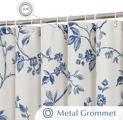 MitoVilla Extra Long Cotton Floral Shower Curtain for Bathroom,72 x 84