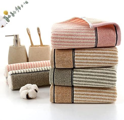 Pidada Hand Towels Set of 2 100% Cotton Striped Pattern Absorbent Soft Decorative Towel for Bathroom (Gray Brown)
