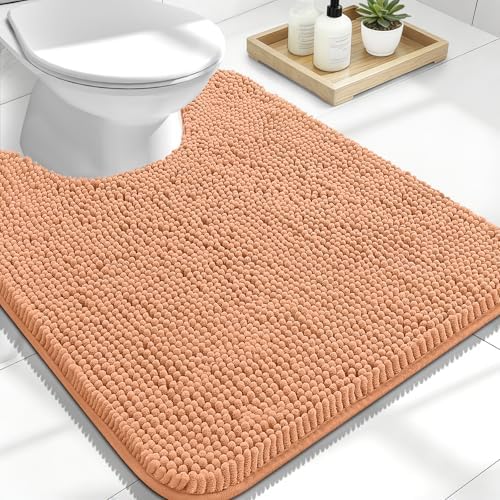 OLANLY Toilet Rugs U-Shaped 24x20, Soft Absorbent Chenille Contour Rugs