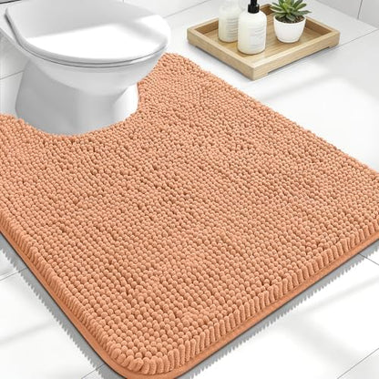 OLANLY Toilet Rugs U-Shaped 24x20, Soft Absorbent Chenille Contour Rugs