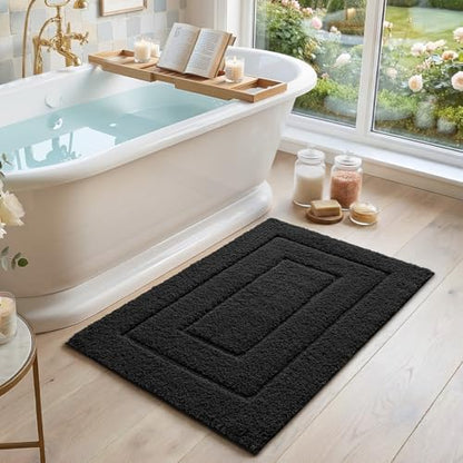 DEXI Bathroom Rugs 43x24, Non-Slip and Absorbent Bath Mat, Black