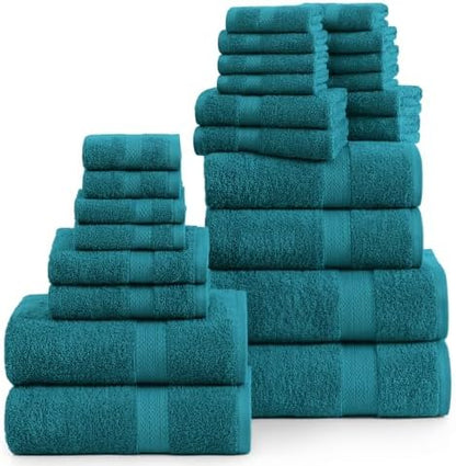 LANE LINEN Bath Towel Set 100% Cotton 24 Piece Soft Absorbent - Sea Port