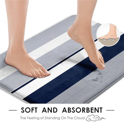 Bathroom Sets with Shower Curtain and Rug 4 Pcs Abstract Navy Blue