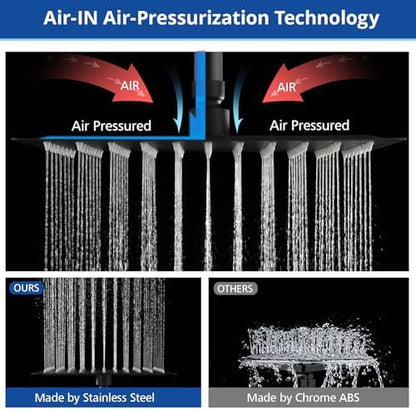 Shower Head, 8'' High Pressure Rainfall/Handheld Shower Combo, Matte Black