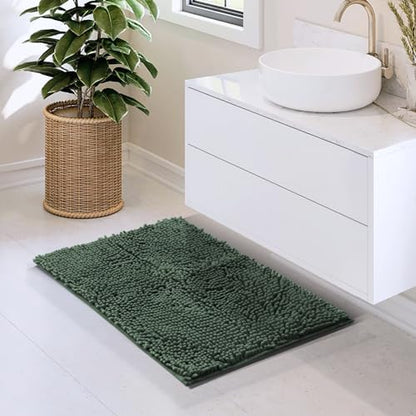 Hearth & Harbor Bathroom Rugs, Chenille Bath Mat - Machine Washable Bath Mats for Bathroom Non-Slip Backing Rubber, Quick Dry Bathroom Mat