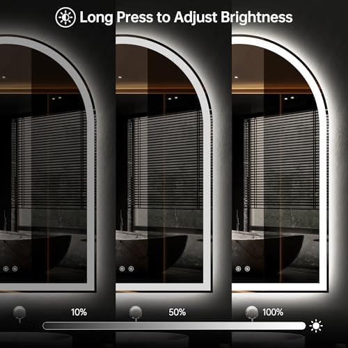 24"x36" Arched LED Lighted Bathroom Mirror with Lights