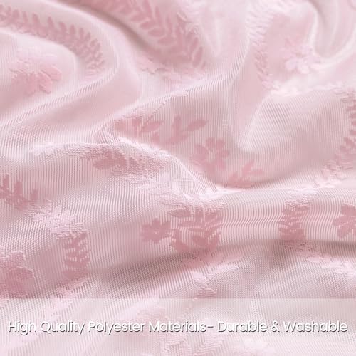 WAZZIO Pink Lace Shower Curtain - Vintage Pretty Pastel Girl Floral Shower Curtain Girly, Cute Coquette Tassel Princess Bath Curtains for Bathroom, 72 x 72 Inch, 1 Panel