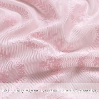WAZZIO Pink Lace Shower Curtain - Vintage Pretty Pastel Girl Floral Shower Curtain Girly, Cute Coquette Tassel Princess Bath Curtains for Bathroom, 72 x 72 Inch, 1 Panel