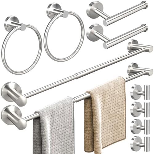 10pcs Brushed Nickel Retractable Bathroom Hardware Set